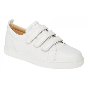 Christian Louboutin Kiddo Donna Flat Calf Leather White Strap Trainer Sneaker 40